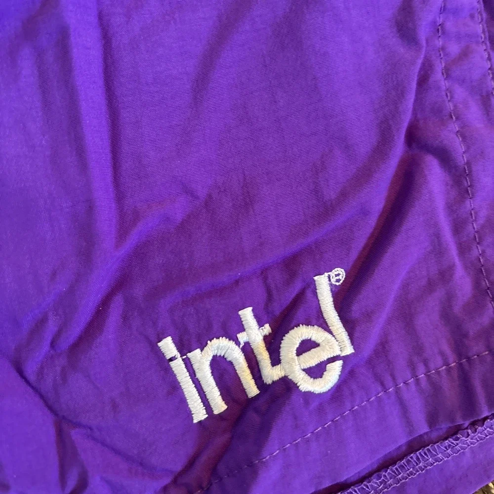 Vintage 80s Intel Tech Swimsuit Shorts Men Size‎ Large Sportif Purple USA Made